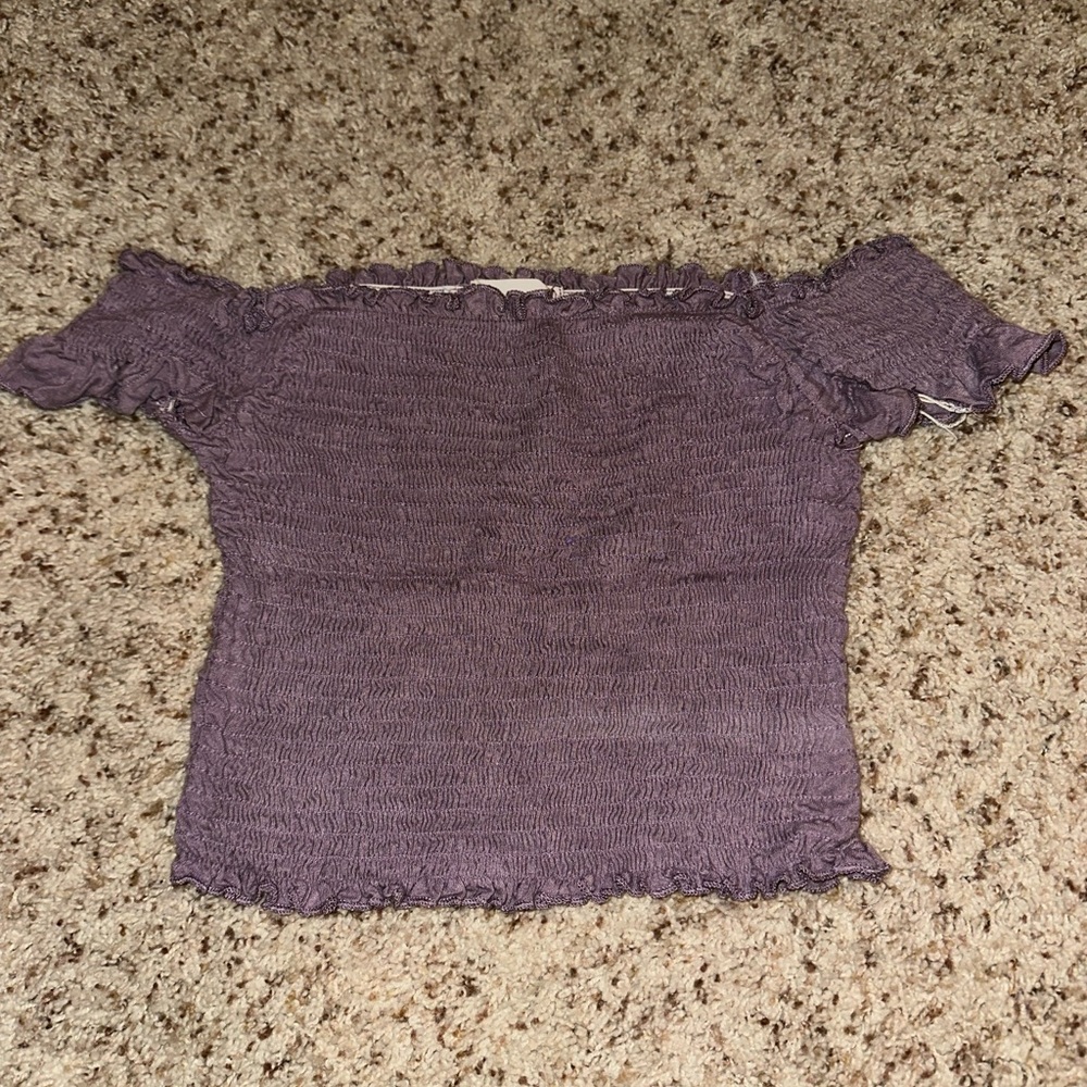 Full Tilt Lavender Smocked Crop Top
